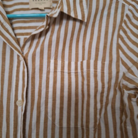 White and brown striped women's button-up - Picture 5 of 5